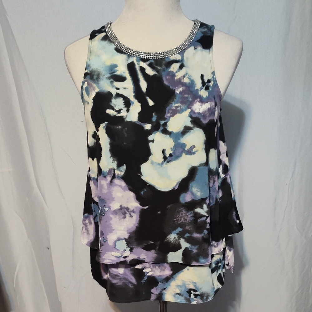 Juicy Couture Large Tank Scarf Layered Rhinestones Neckline Size Small
